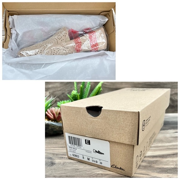 NIB Clarks Trish Calla Sand Suede Smoking Loafer Flats Perforated 8M 39 - Picture 10 of 12